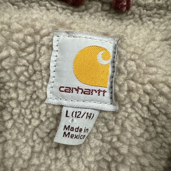 Carhartt Sierra Jacket Womens L Sherpa Lined WJ141 Red Cherrystone Workwear - Picture 3 of 10